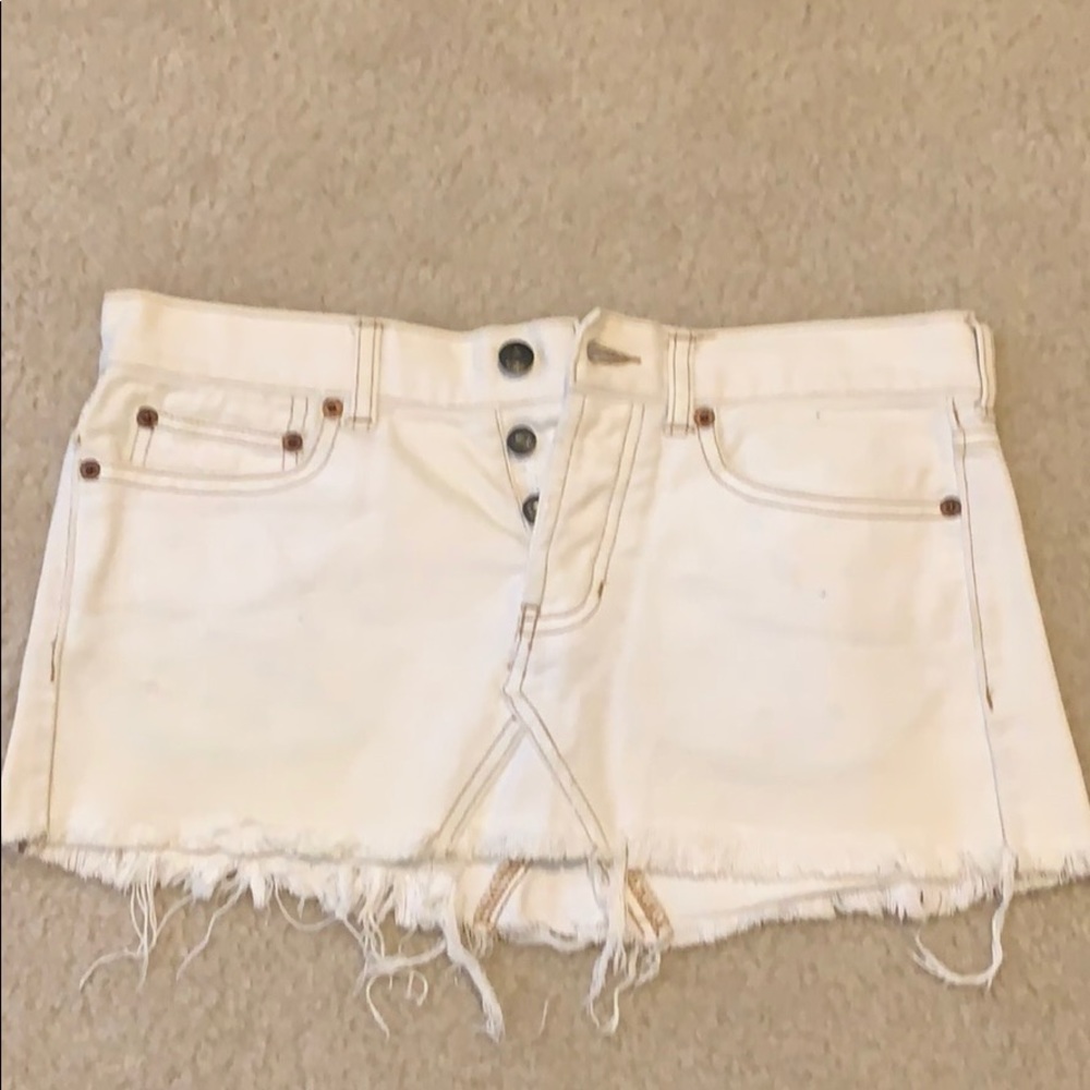 Hollister white jean mini skirt
